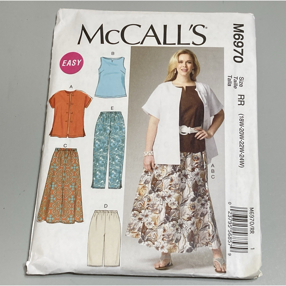 McCalls Pattern M6970 Misses Top, Shirt, Skirt, Pants Sz 18W-20W-22W-24W UNCUT